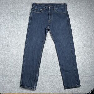 Levis 505 Denim Jeans Men's Size 34x32(34x31) Dark Blue Straight Leg Red Tab